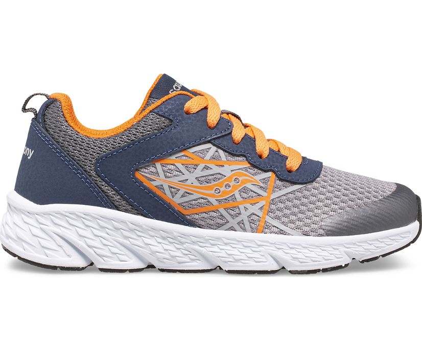 Saucony Wind Lace Kids' Sneakers Grey / Orange / Navy | Canada 770HAPK